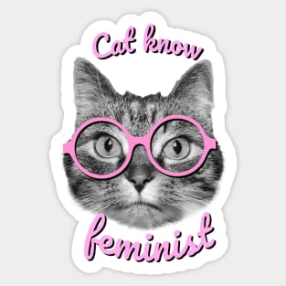 Cat know feminist cute cat design Sticker